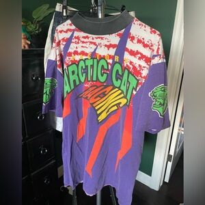 Crazy 90s RARE Arctic Cat colourful short sleeve racing shirt